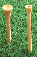 A standard golf tee compared to a Stinger 'COMPETITION' tee.